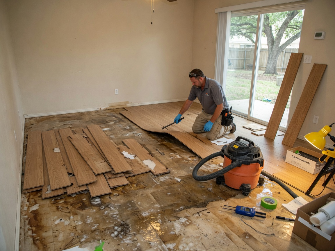 Laminate Floor Water Damage Repair in Austin
