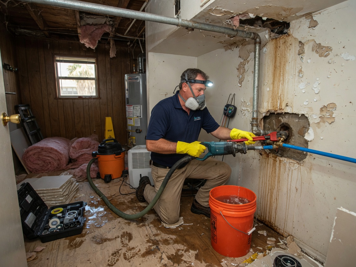 Leaking Pipe Water Damage Repair in Austin